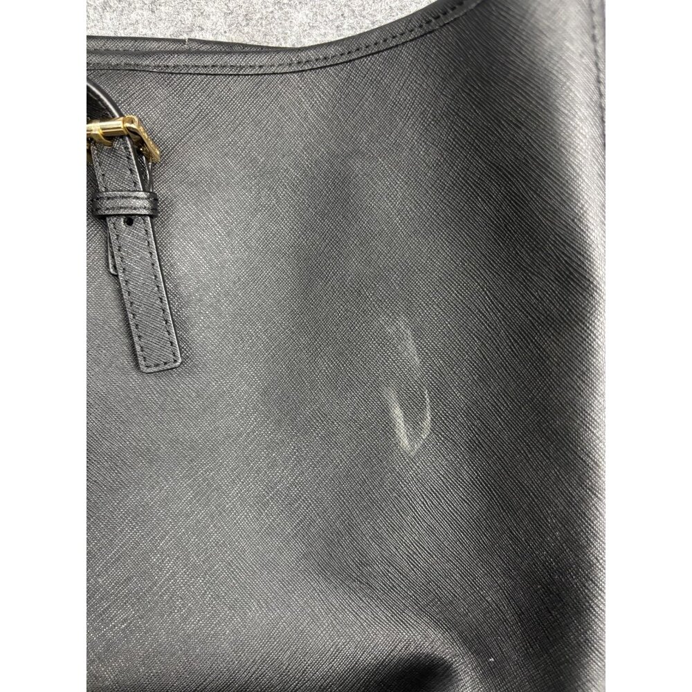 Michael Kors Tote Bag Womens Large Black Leather MK Logo Charm Shoulder Purse - Picture 5 of 11